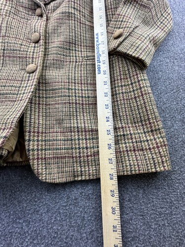 Vintage Worthington Blazer Womens 6P Petite Brown Plaid Wool Tweed Suit Jacket - Picture 4 of 13