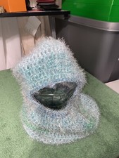 1/1 Blue Handmade Fuzzy Distressed Handwoven Ski Mask Winter