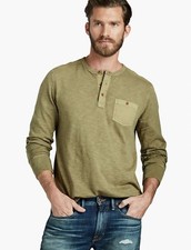 LUCKY BRAND Men's Vintage Washed Contrast Pocket Long Sleeve Henley NWT