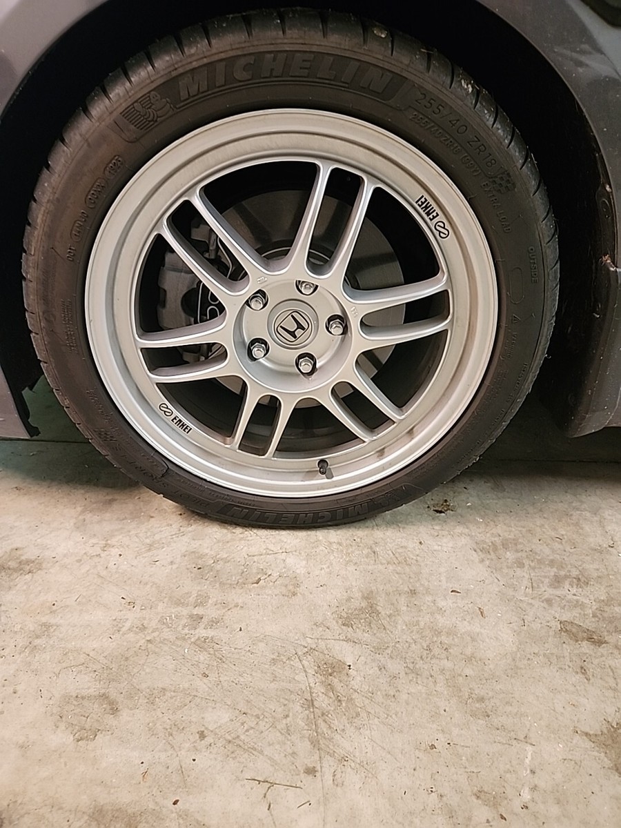Enkei Wheels RPF1 8.5x18 Silver Rim Plus Michelin Pilot Sport 4s