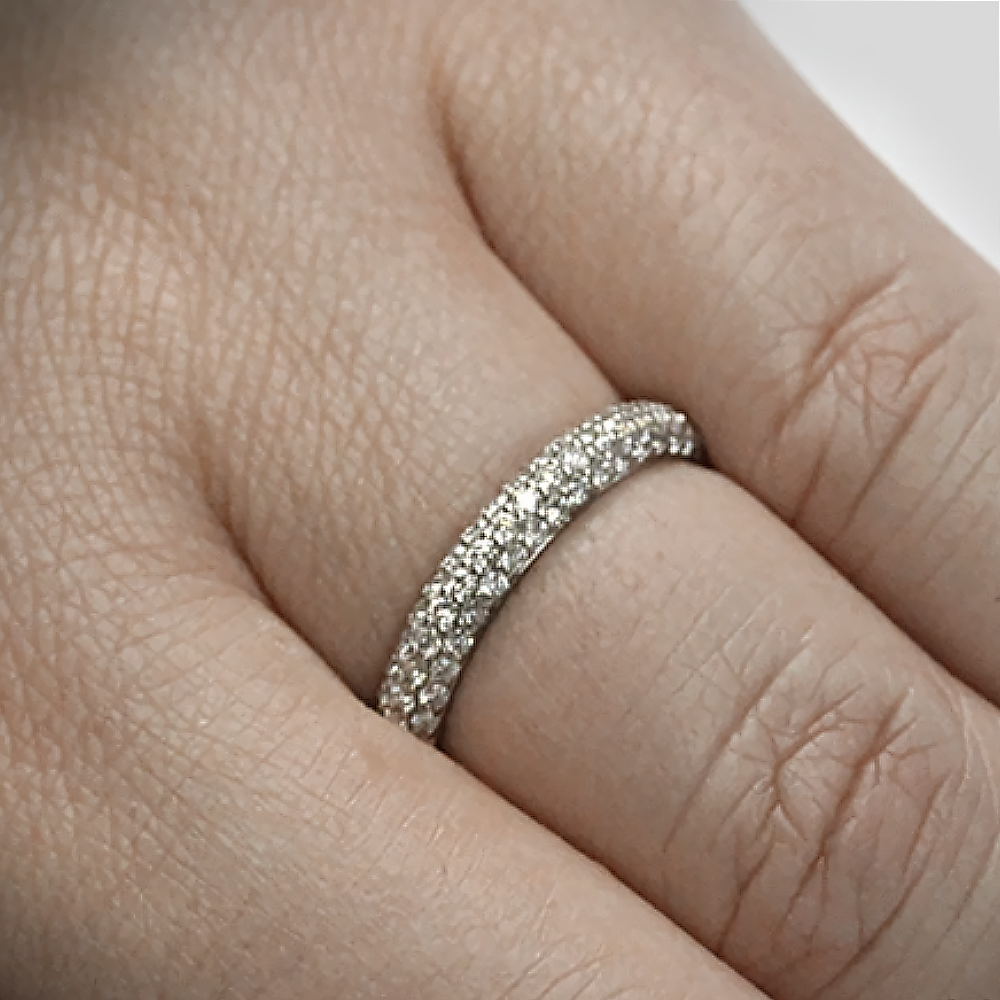Round Cut 14k White Gold Diamond Engagement Band 1 Ct Lab Created