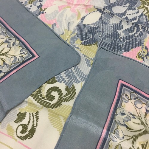 Nina Ricci,Gres Paris Scarf 100% Silk Flower Bird Set 2 Pieces Beautiful - Foto 5 di 11
