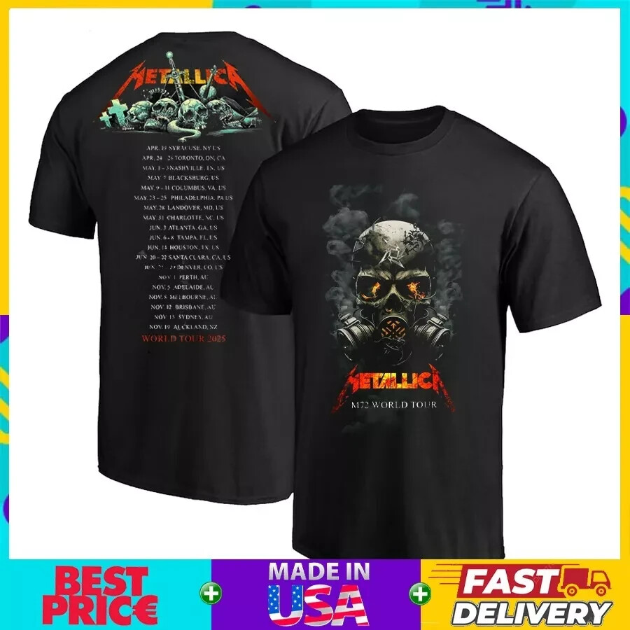 Metallica M72 World Tour 2025 Unisex T-Shirt Sizes S to 5XL