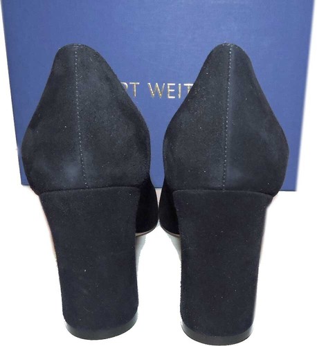 Stuart Weitzman Pumps Curveblock 85 Heels Navy Blue Suede Block Heel Sz 9, $495 - Picture 5 of 6