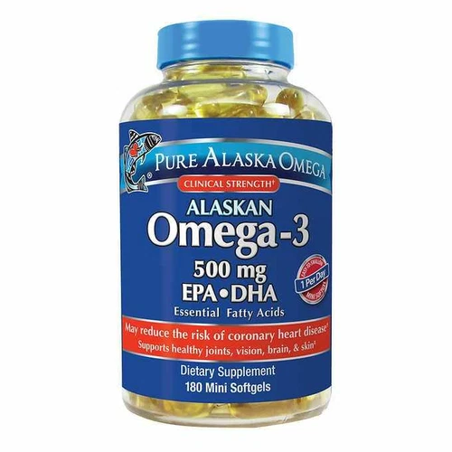 Pure Alaska Omega-3 500 mg. EPA+DHA, 180 Softgels