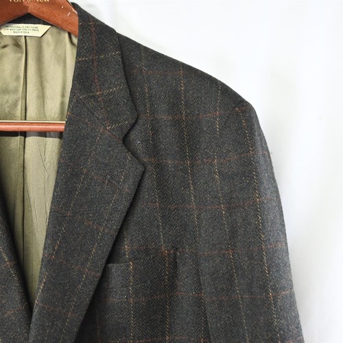 Vtg 90s Evan Picone 44R Green Windowpane Elbow Patch Blazer Jacket Sport Coat - Picture 2 of 9