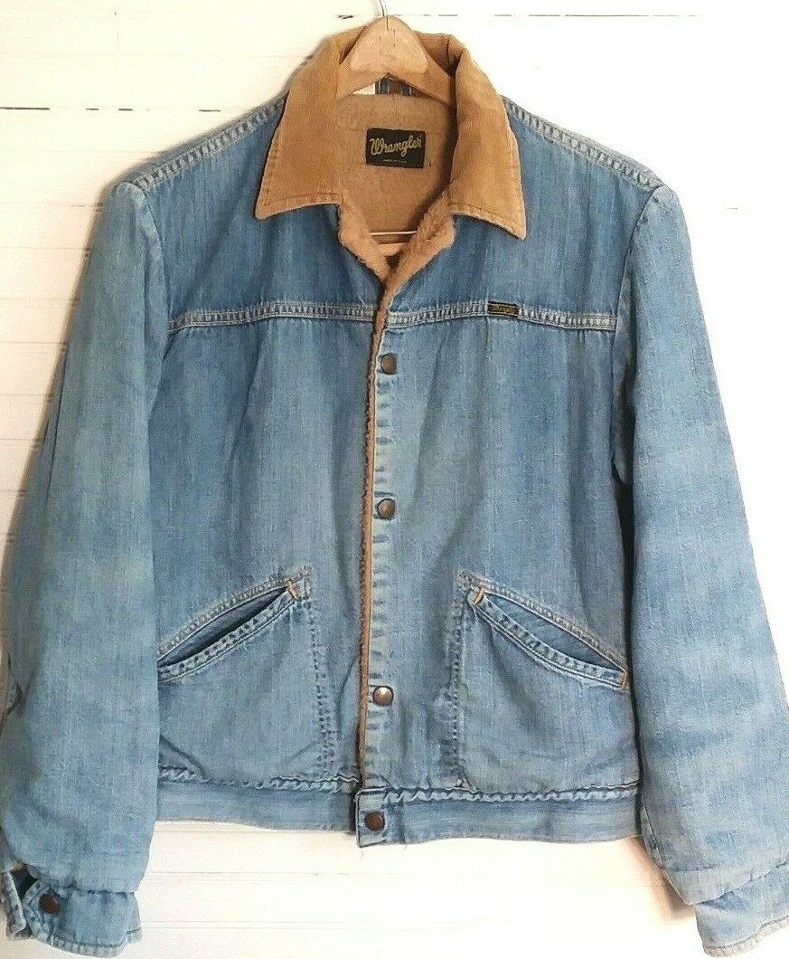 Vtg Wrangler Denim Jacket Fleece Lining 