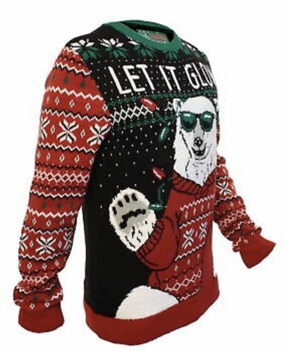 New GLOW POLAR BEAR UGLY CHRISTMAS SWEATER LED Light-Up MEN’S Sz: Small MSRP $70 - Picture 6 of 11
