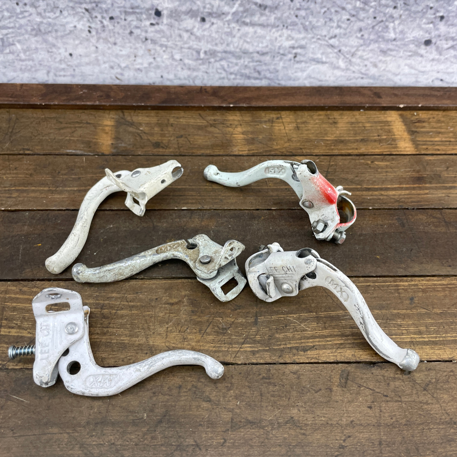 Old School BMX Brake Lever Lot 5 PARTS Vintage Levers 1 Clamp White Tech 4 A4