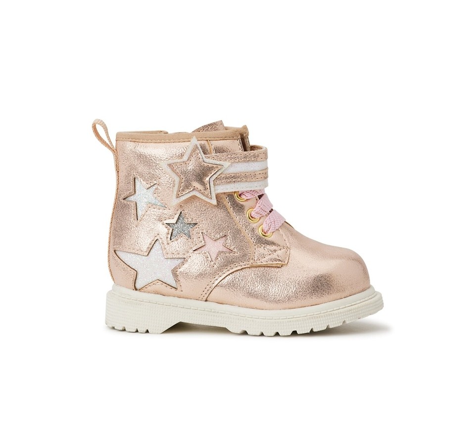 Baby Girl's Pink Glitter Combat Boots with Stars eBay