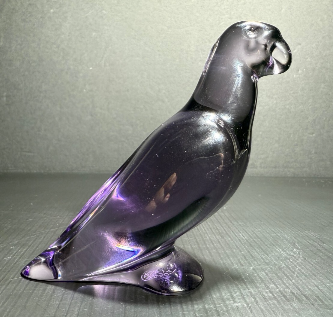 Baccarat Amethyst Purple Crystal Parrot Parakeet Figurine