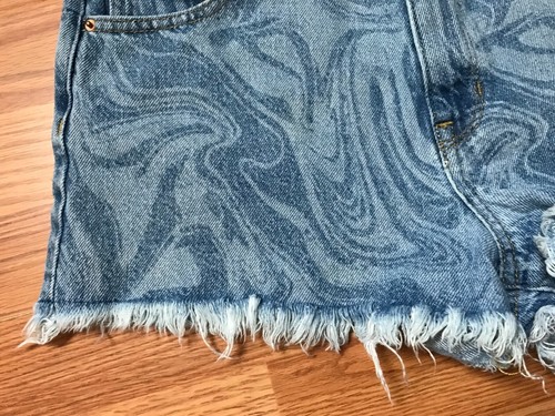 Pacsun Jean Denim Shorts Womens 28 High Rise Festival Printed Cut Off Blue - Picture 3 of 8