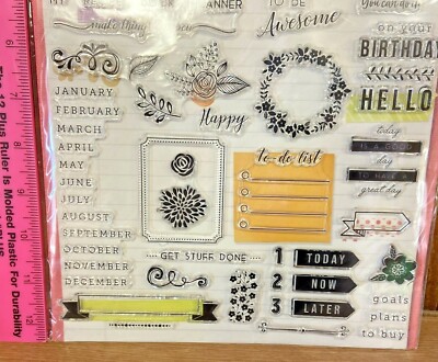 Let's Make Plans!-Clear Stamp Set of 30+ New-NIP-Bouquet-Calendar-Wreath-Planner  | eBay