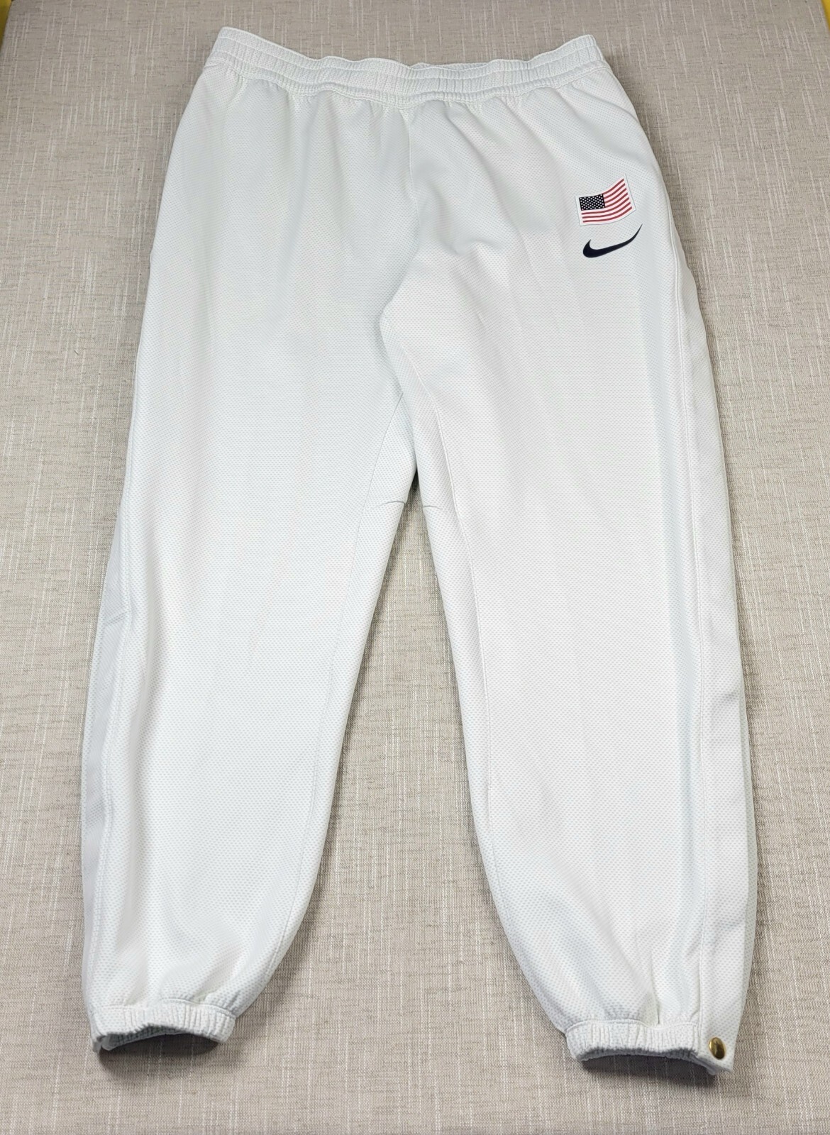 NIKE Thermaflex USA Basketball Jogger 2XLT Mens White On Court Tearaway Olympics