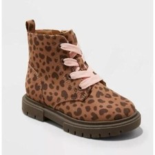 Cat  Jack Amaya Leopard Print Zipper Lace Up Combat Boots Size 6