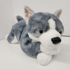 FAO Schwarz Wolf Siberian Husky Plush Stuffed Animal Realistic Gray White 20  