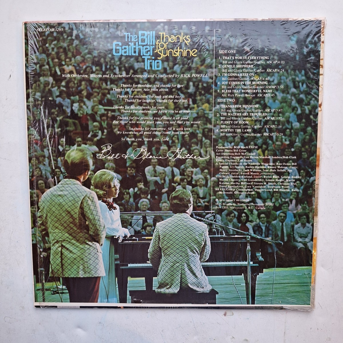 The Bill Gaither Trio Thanks For Sunshine Vinyl LP 1974 | eBay