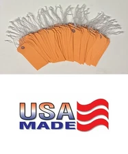100 of 4 3/4" x 2 3/8" Orange Inventory Tags with ELASTIC Stretch String Size 5
