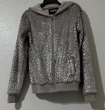 Victoria s Secret PINK Hoodie Sweater Sz XS Extra Small Grey/Silver Leopard