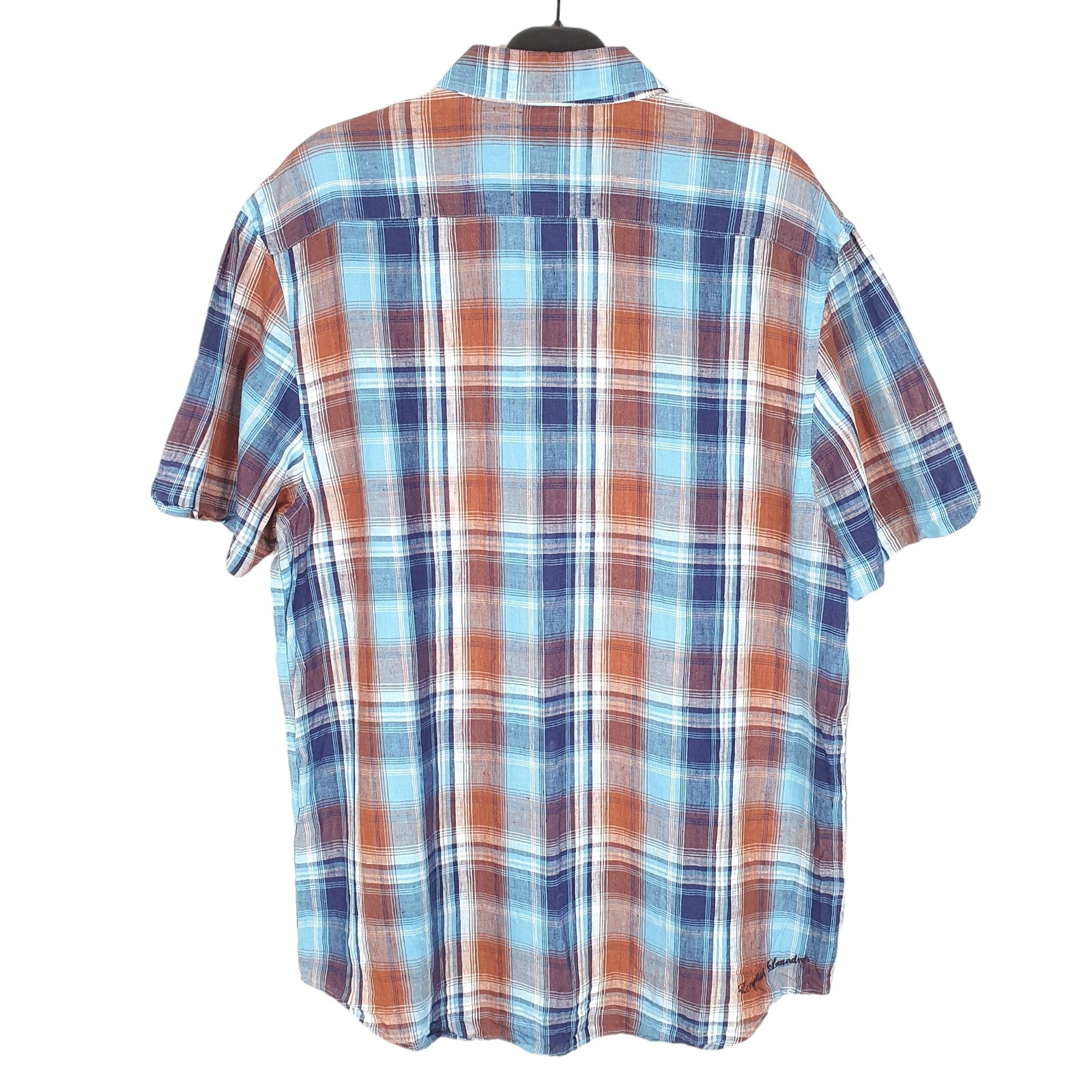 ENGLISH LAUNDRY Blue Check Shirt Short Sleeve Casual Cotton Mens M image 3
