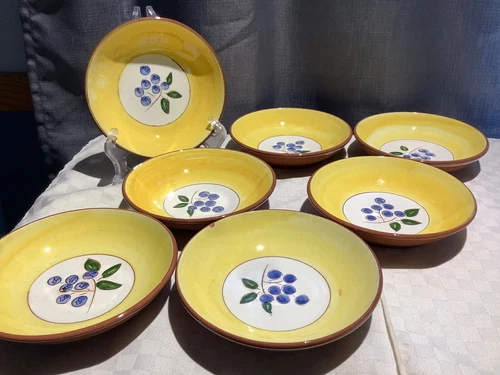 Stangl Pottery Blueberry 5 1/2” Berry Bowls Set of 7 READ Description
