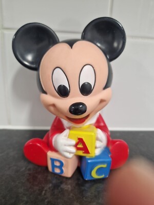 Vintage Shelcore Baby Mickey Mouse Gummi ABC Spielzeug