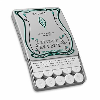 Hint Mint Mini Sugar Free Candy Mints, 0.36-ounce Tin, Peppermint-24 Pack