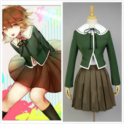 Danganronpa Dangan Ronpa Fujisaki Chihiro Cosplay Costume Brown Dress Full Set