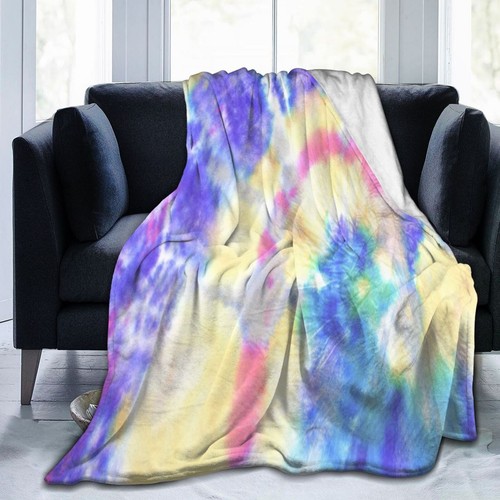 Flannel Bedspread Throw Blanket Tie-Dye Geometric Spirals Holiday Birthday Gift - Picture 13 of 36
