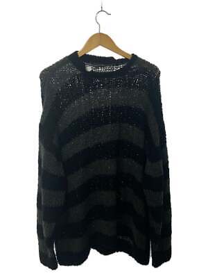 LAD MUSICIAN SHAGGY BORDER PULLOVER KNIT SWEATER 44 WOOL BLK LAD MUSICIAN SHAGGY BORDER PULLOVER KNIT SWEATER 44 WOOL BLK