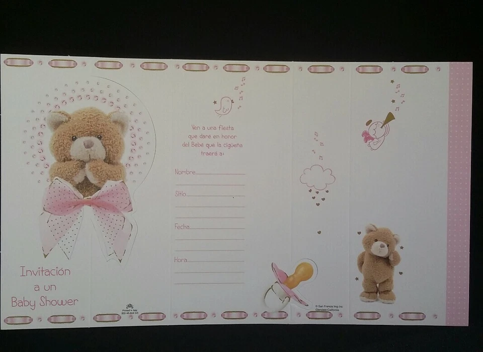 20 Invitaciones Baby Shower Español,Niña-Español-Baby-Ducha-Invitaciones, Favores  Foto 3 de 4
