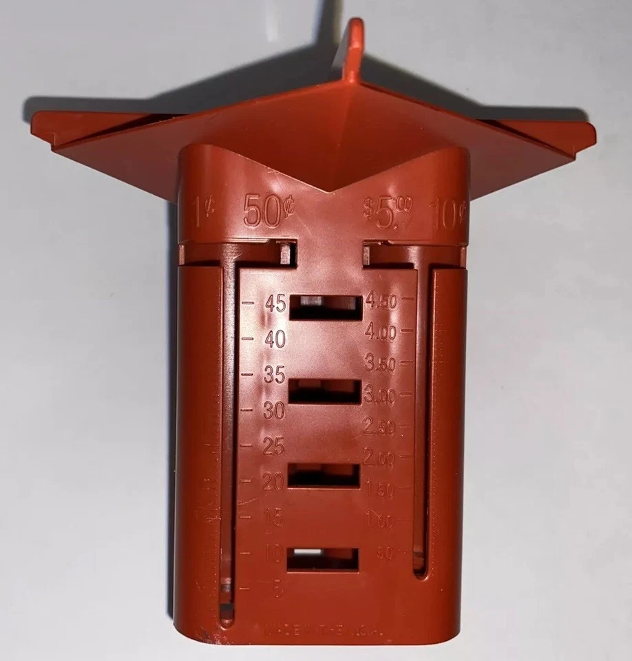 Classificador de moedas MMF Industries contador de concurso vermelho feito nos EUA 4 tubos - Imagem 2 de 4