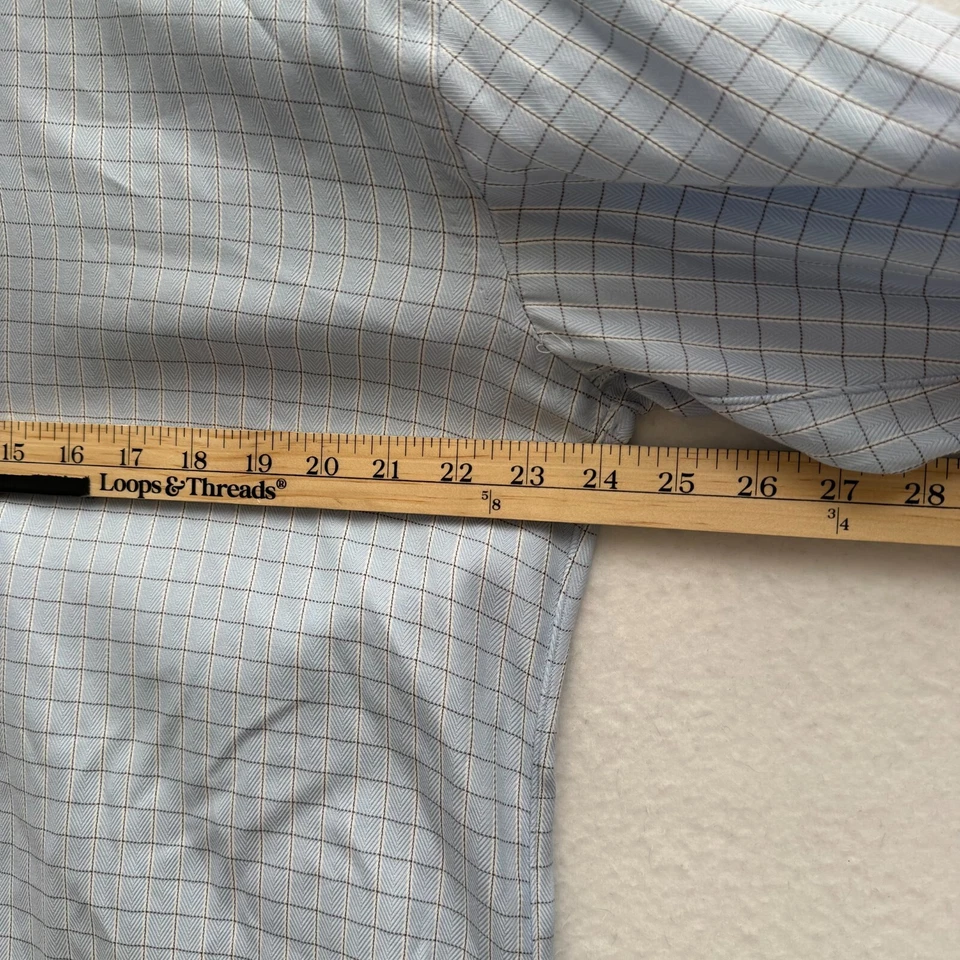 Camisa de vestir Luigi Borrelli Bapoli para hombre ~L azul a cuadros manga larga hecha en Italia Foto 4 de 4