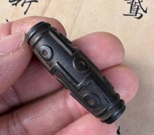 Old Tibetan Buddhism Black Ancient lacquer Nine eyes dZI Tianzhu Pendants amulet