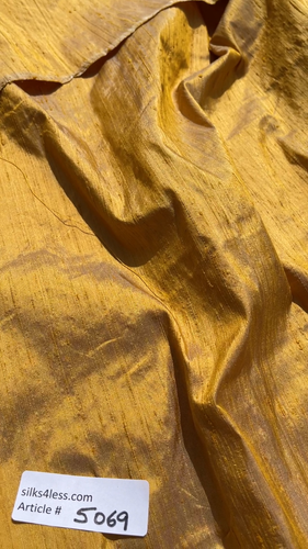 DESIGNER QUALITY IRIDESCENT SILK DUPIONI, HAND WOVEN - MUSTARD!!! - Video 1 of 1