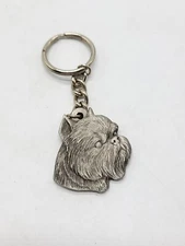 1984 I Love My Brussels Griffon Rawcliffe Pewter Keychain Key Ring P Davis