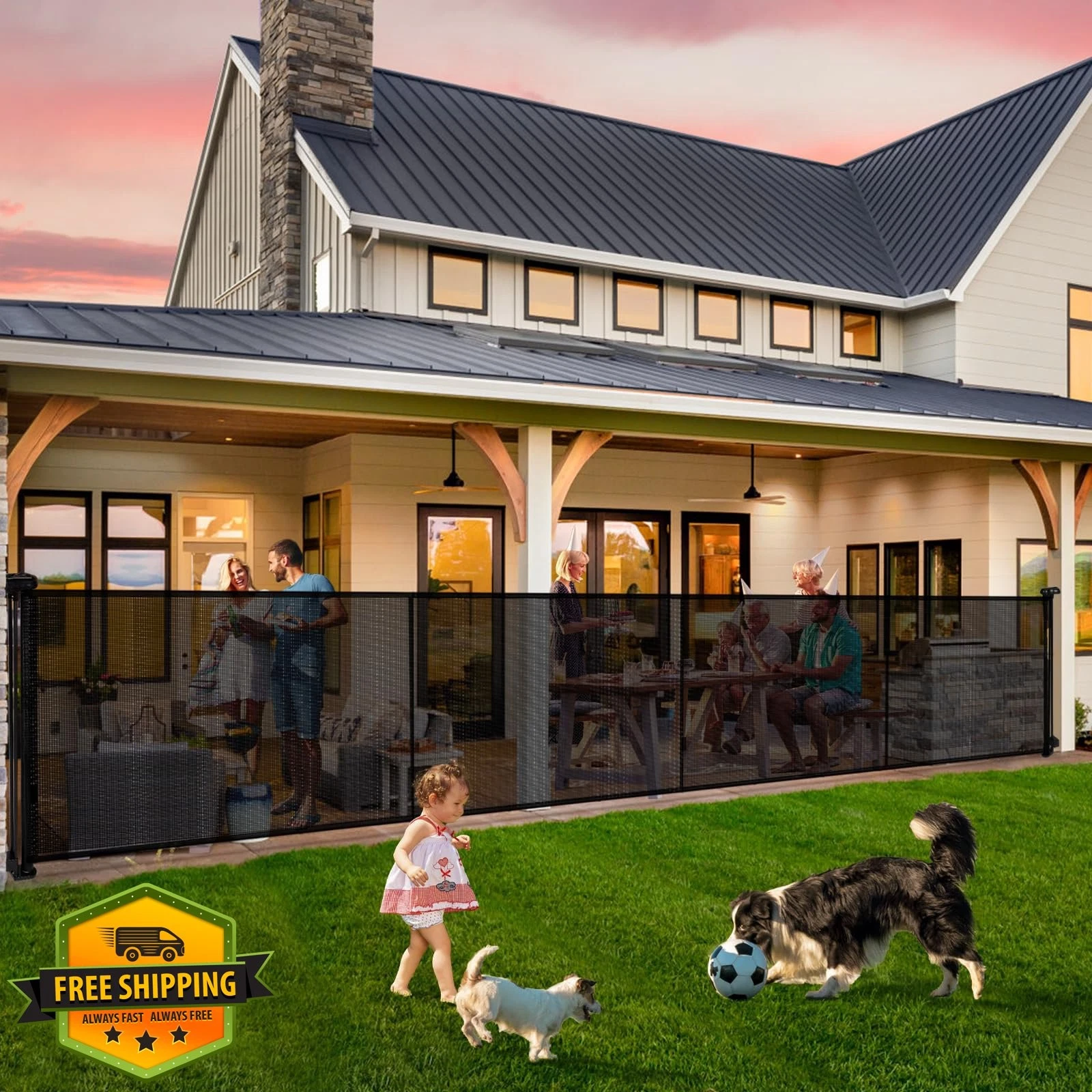 Retractable Baby Gates - 200" Extra Wide Retractable Dog Gate, 42" Extra Tall...