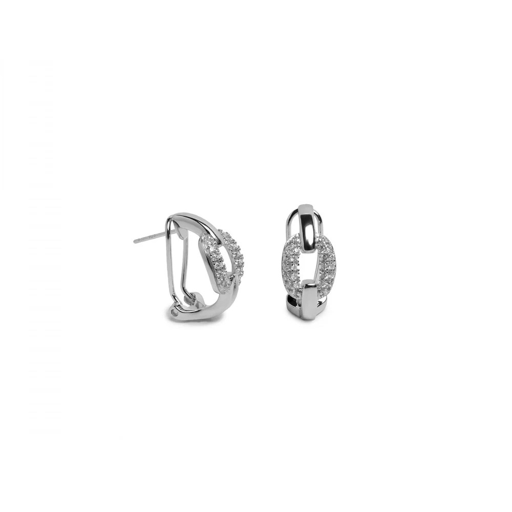 Pendientes de Plata Lineargent con Cierre Omega y Eslabones con Circonitas para