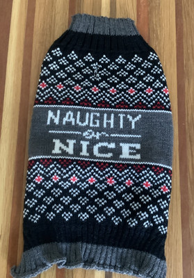 Vibrant Life Dog/ Cat  Sweater, Size S, Black/Red/White Naughty or Nice