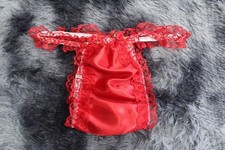  A237 2XL/ElasticW.25-44" Vtg Style Red Satin Thong Bikini Panties Underwear