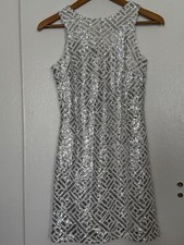 Sequin Mini Dress White and Silver