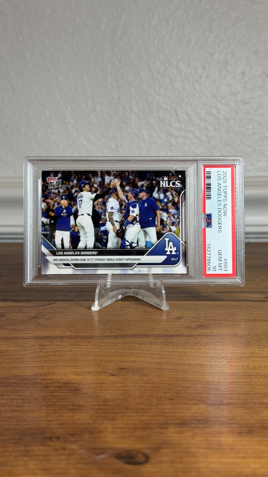 2025 Topps Now #883 Los Angeles Dodgers Magical Shohei Ohtani Wins NLCS PSA 10 view 11