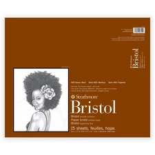 Strathmore 400 Series Bristol Pad 2 Ply Smooth 14"X17"-Tape Bound,15 Sheets - 5A