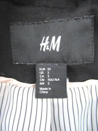 H&M Suit Jacket Black Pockets Pinstripe White Lining Women's Size 2 - Picture 5 of 5