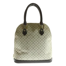 LOUIS VUITTON Monogram Mini Tote Bag Handbag Ivory Brown Canvas Leather Gold Har