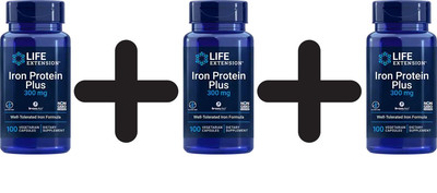 3 x Life Extension Iron Protein Plus, 300mg - 100 vcaps (216,50 EUR/kg)