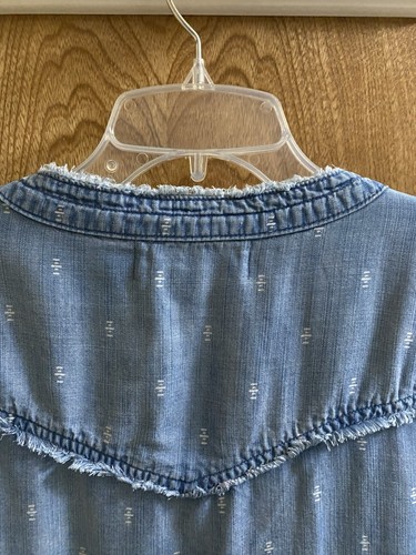 Anthropologie Cloth & Stone Women's MaryLou Chambray Shift Dress Roll Sleeves 3X - Picture 11 of 14