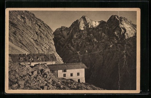 Ansichtskarte Knorrhütte, Berghütte an der Zugspitze
