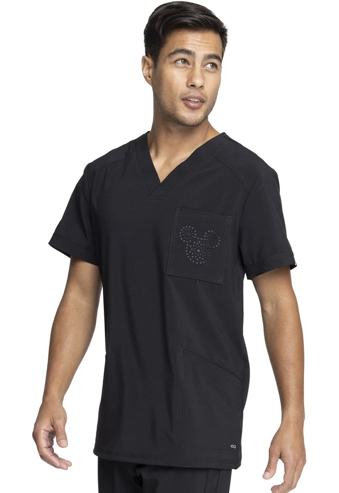 Infinity Cherokee Men Scrubs Top V-Neck CK904A, M, Black - Image 4 of 4
