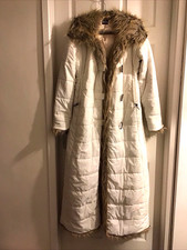 Vintage BENCH durchgehender Damen gesteppter Pelzbesatz Mantel Größe Medium 10-12